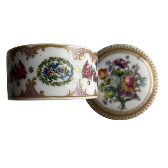 Andrea By Sadek Porcelain Collection Sevres Floral Trinket Box Candle Japan - Picture 6 of 8